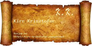 Kirr Krisztofer névjegykártya
